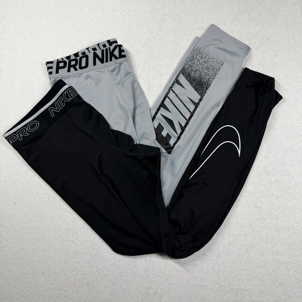 Lot of 2 Nike Pro Dri-FIT Men’s Compression Tights Pants Black Gray XL